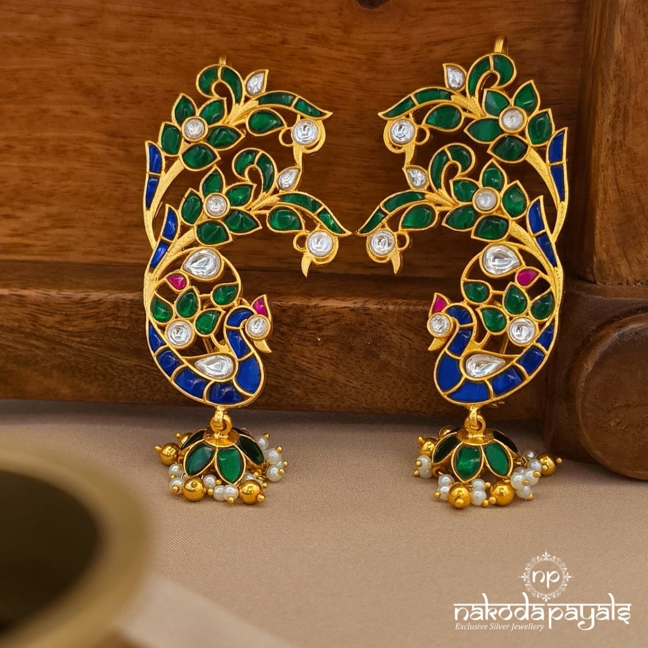 Grand Peacock Earcuff Jhumka (Ge10896)