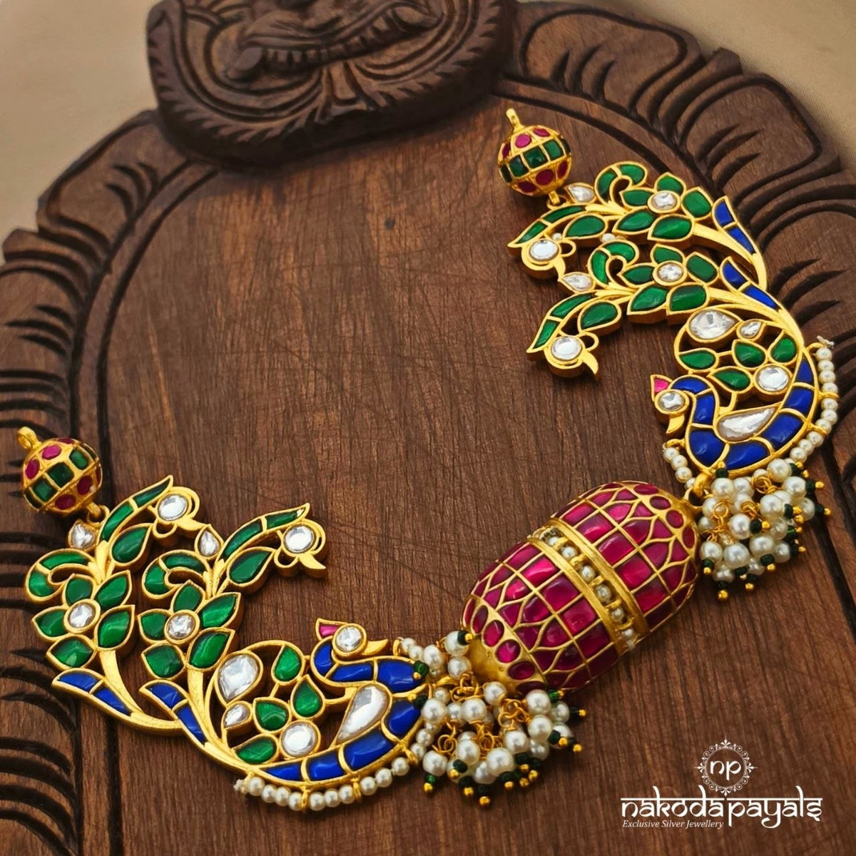 Stunning Multicoloured Peacock Kundan Neckpiece (Gn10966)