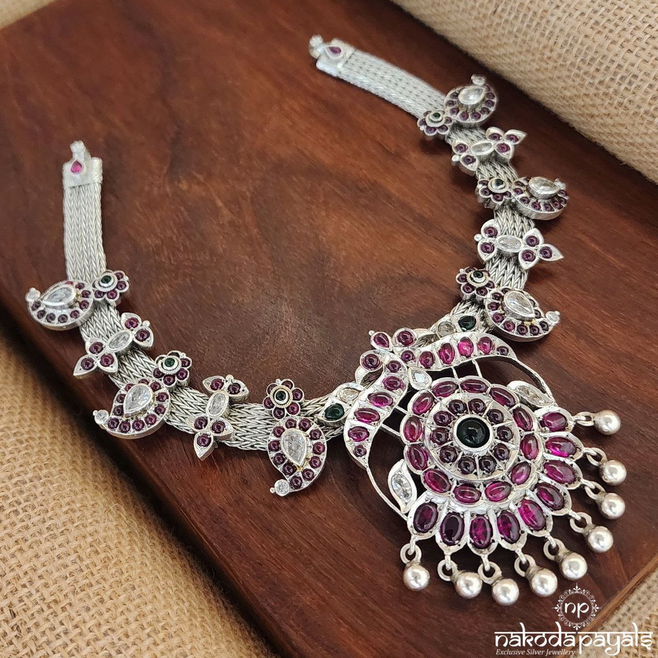 Twin Peacock Ruby Neckpiece (N10207)