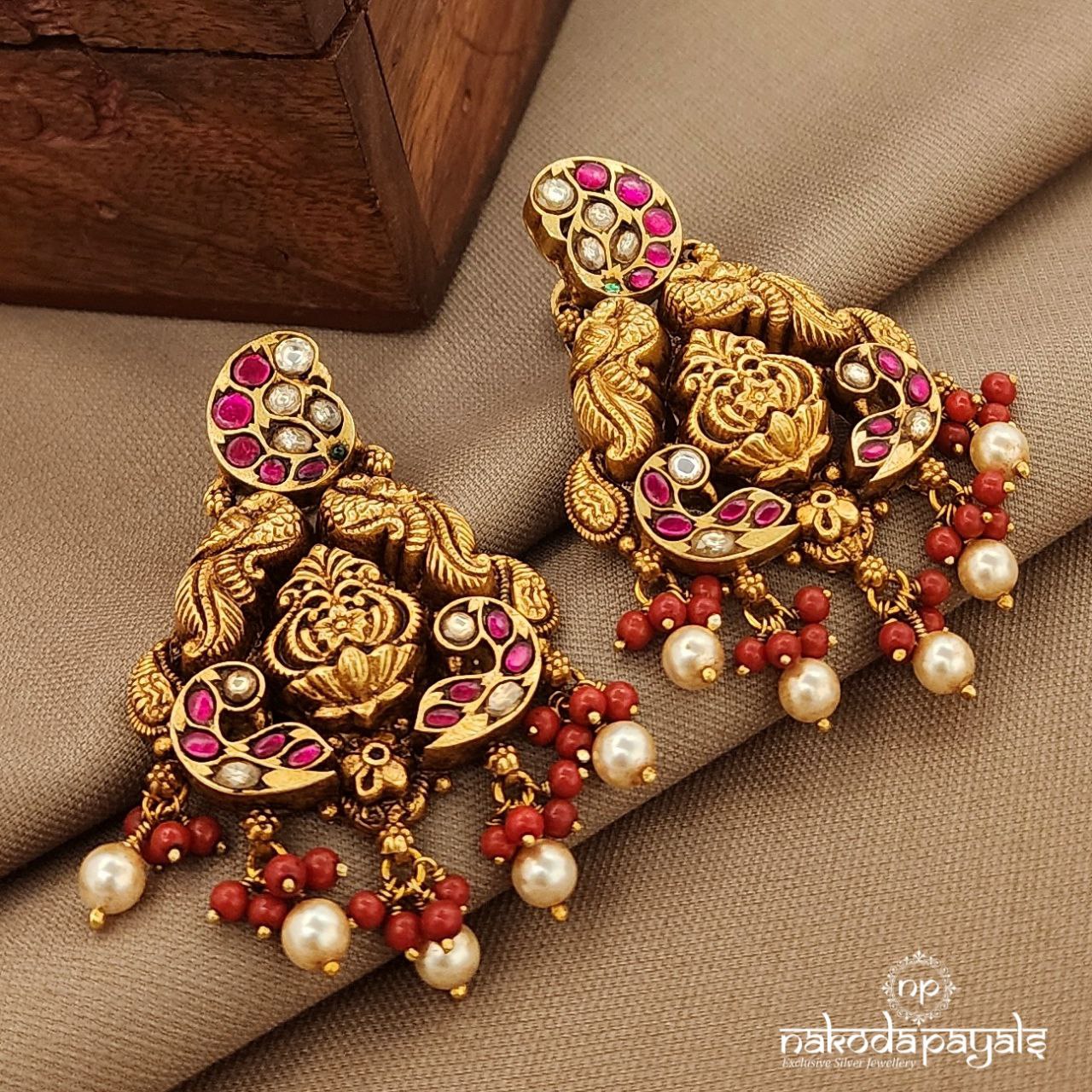 Coral Drop Kundan Earrings (Ge10332)