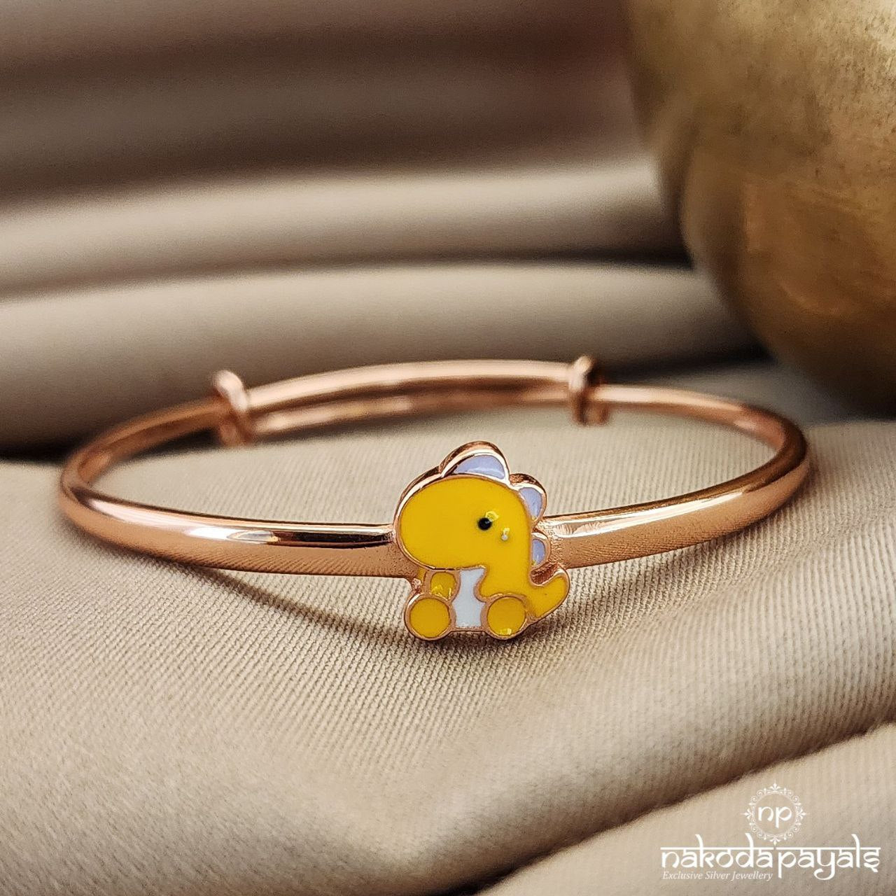 Yellow Baby Dino Rose Gold Single Kada (Ka9239)