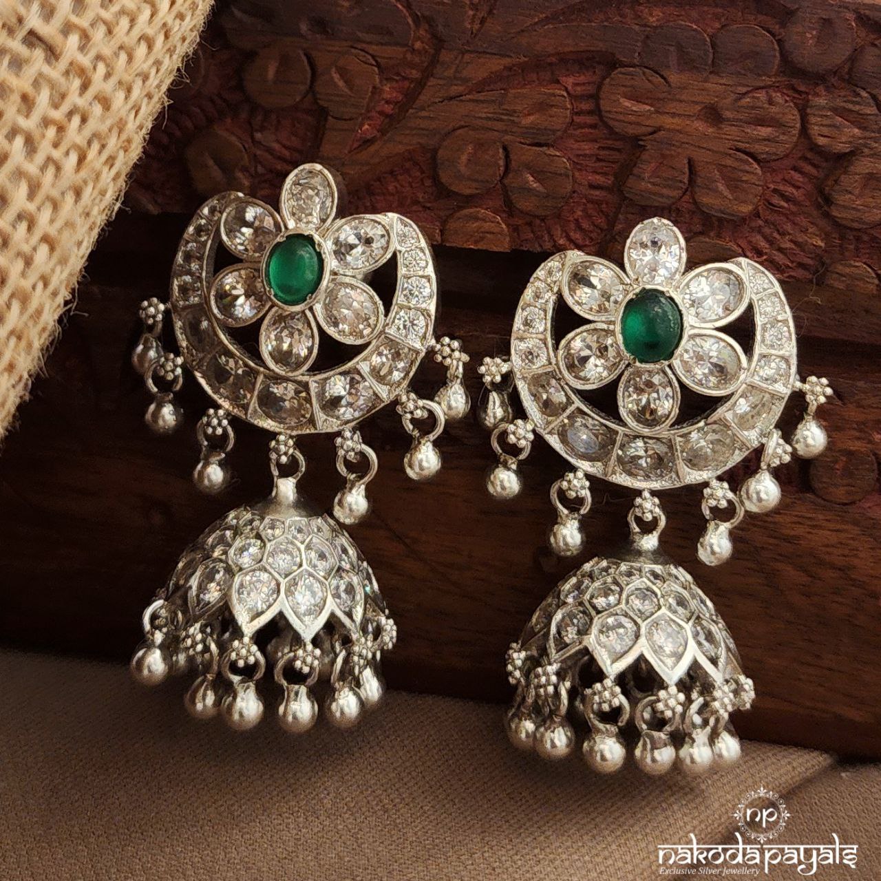 Half Moon White Jhumka (J1557)