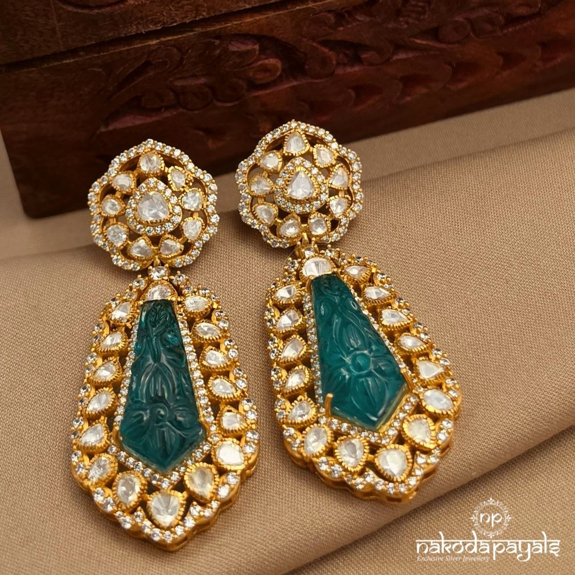 Green Moissanite Chandbali (Ge11418)