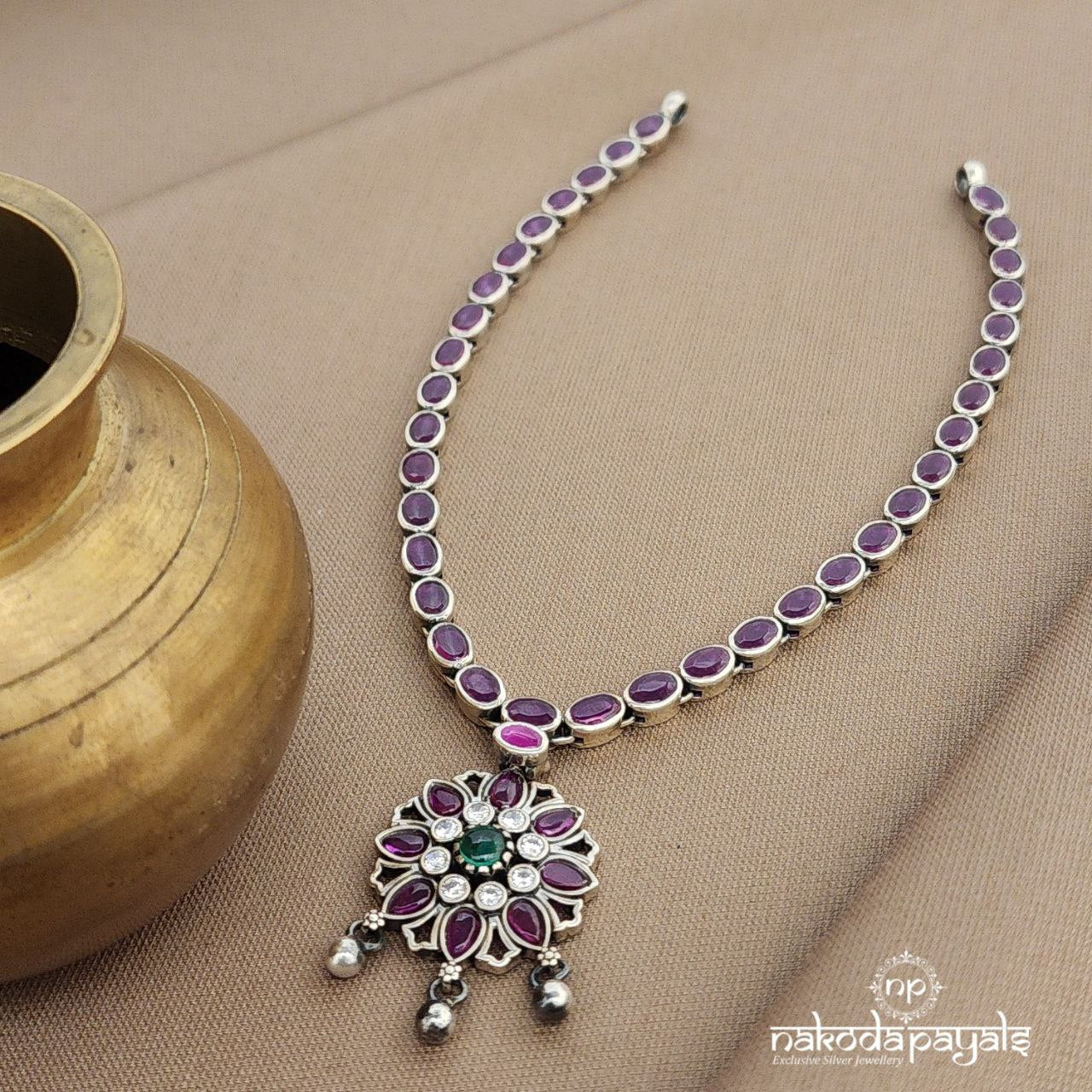 Pinkish Ball Drop Neckpiece (N11220)