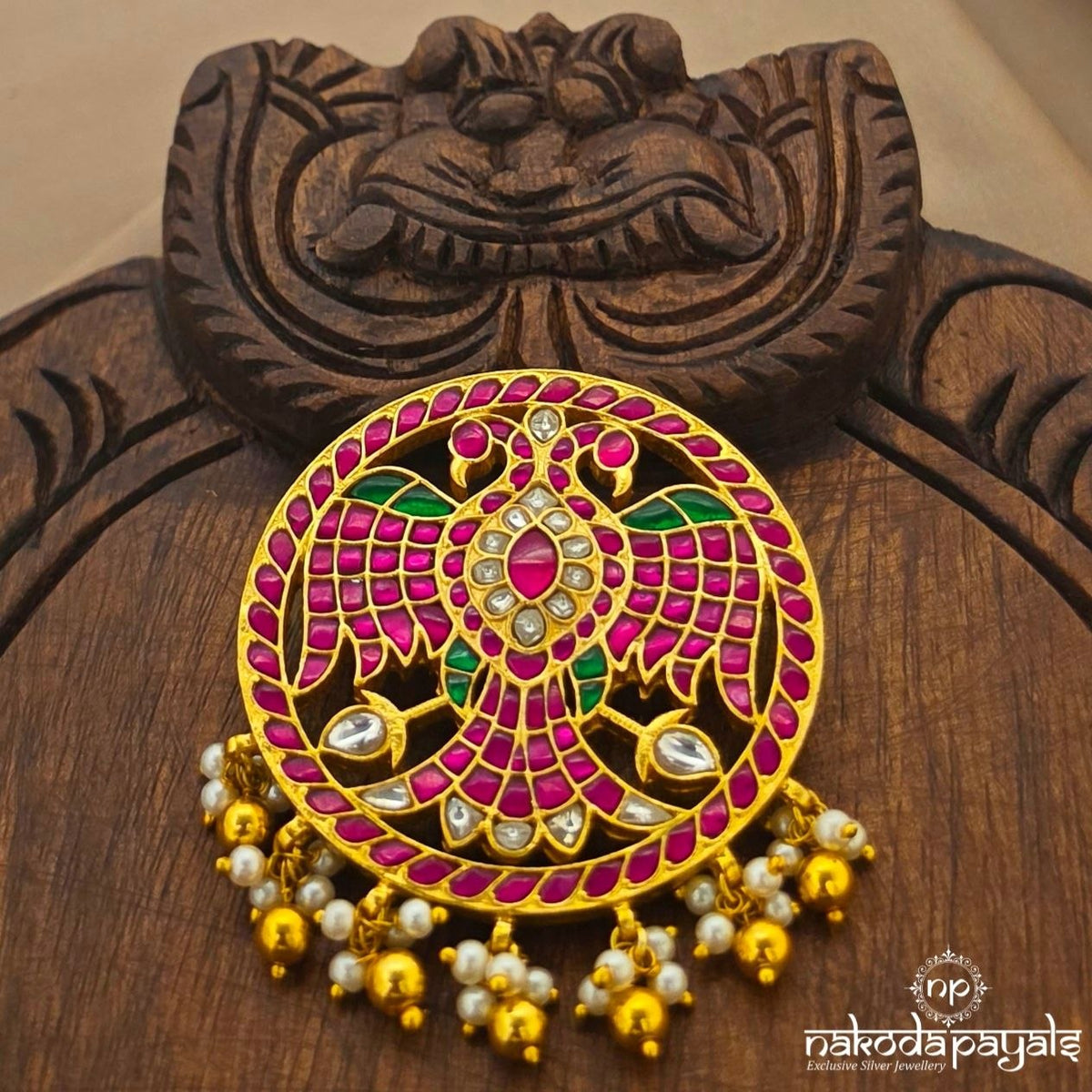 Red Kundan Gandaberunda Pendant (Gp2708)