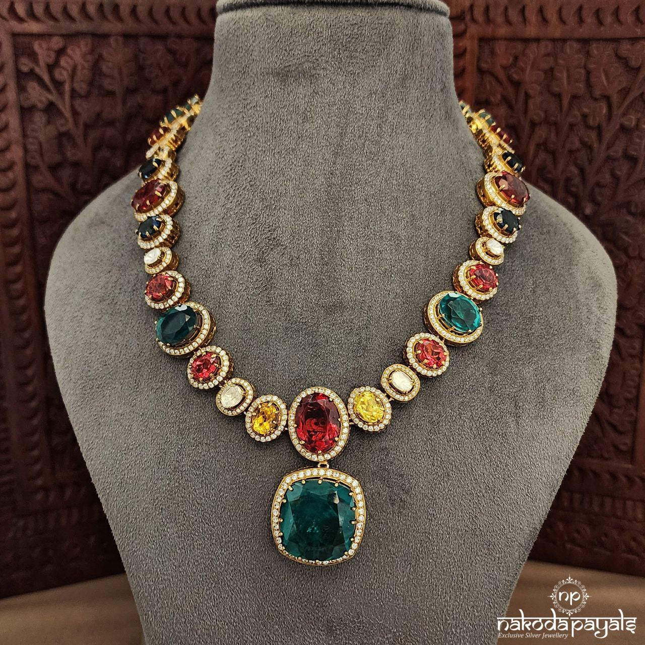 Glorious Colorful Moissanite Neckpiece (Gn9176)