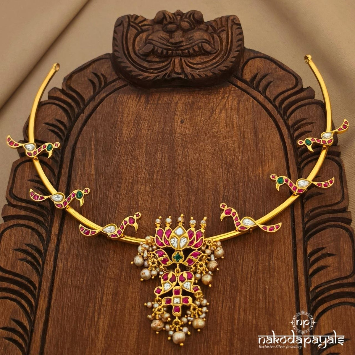 Multicolor Birdy Kundan Hasli (Gn10968)