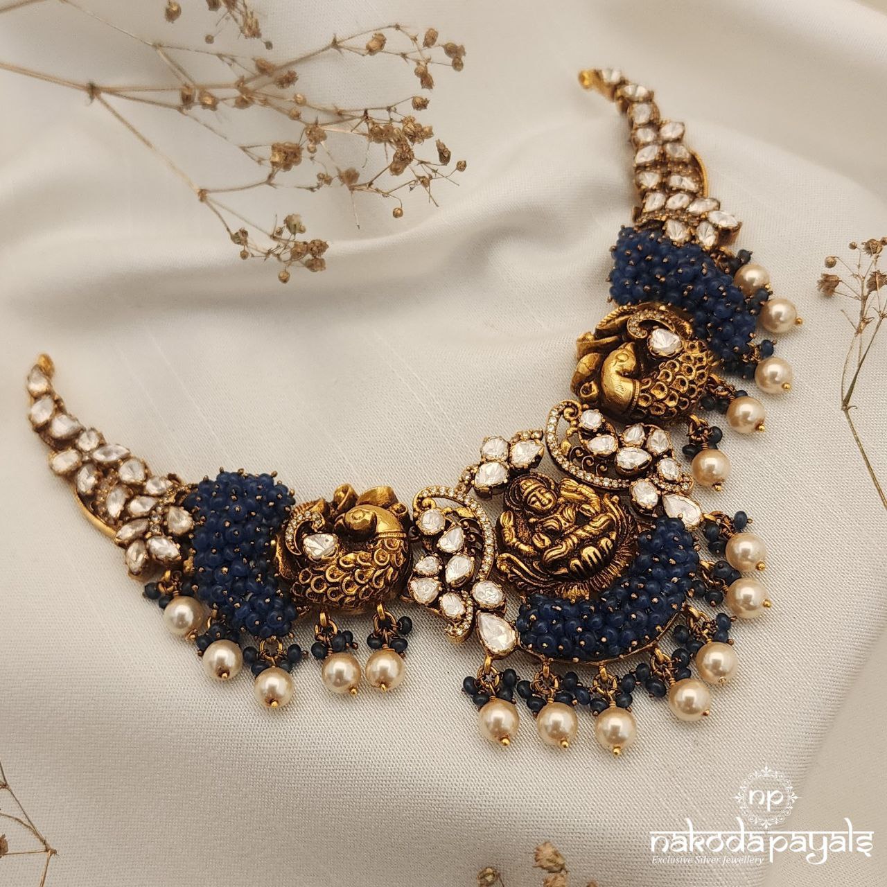 Blue Lakshmi Moissanite Neckpiece (Gn8106)