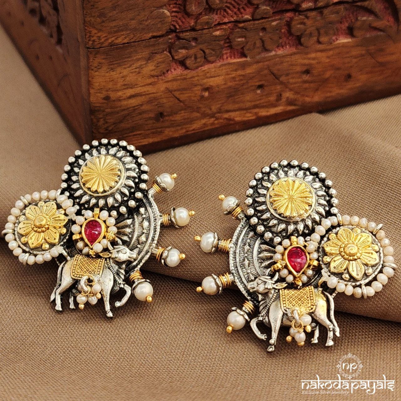 Pearled Cow Coral Earrings (C3867)