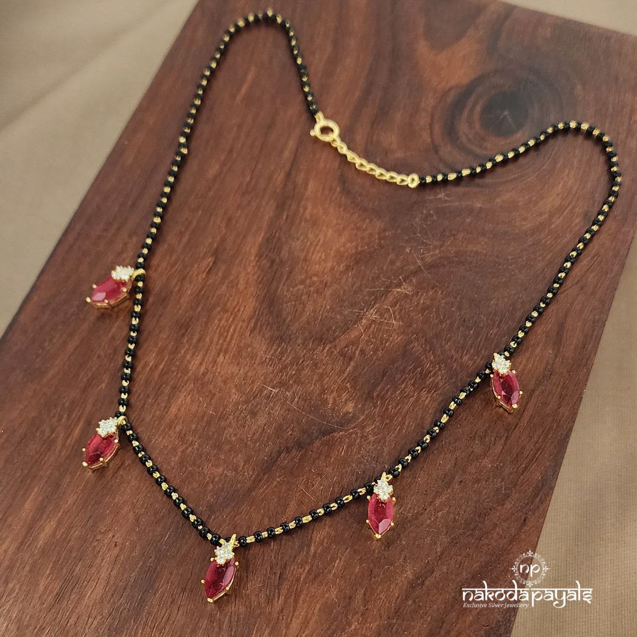 White Sparkling Red Mangalsutra (Ms0607)