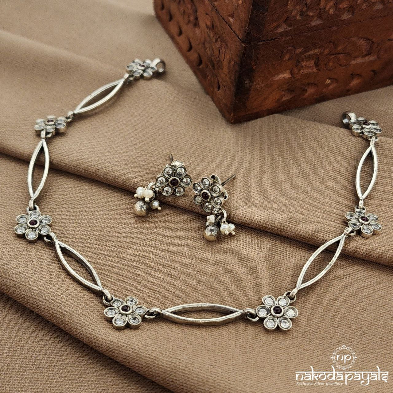 Pink Dot Neckpiece With Earrings (N11265)