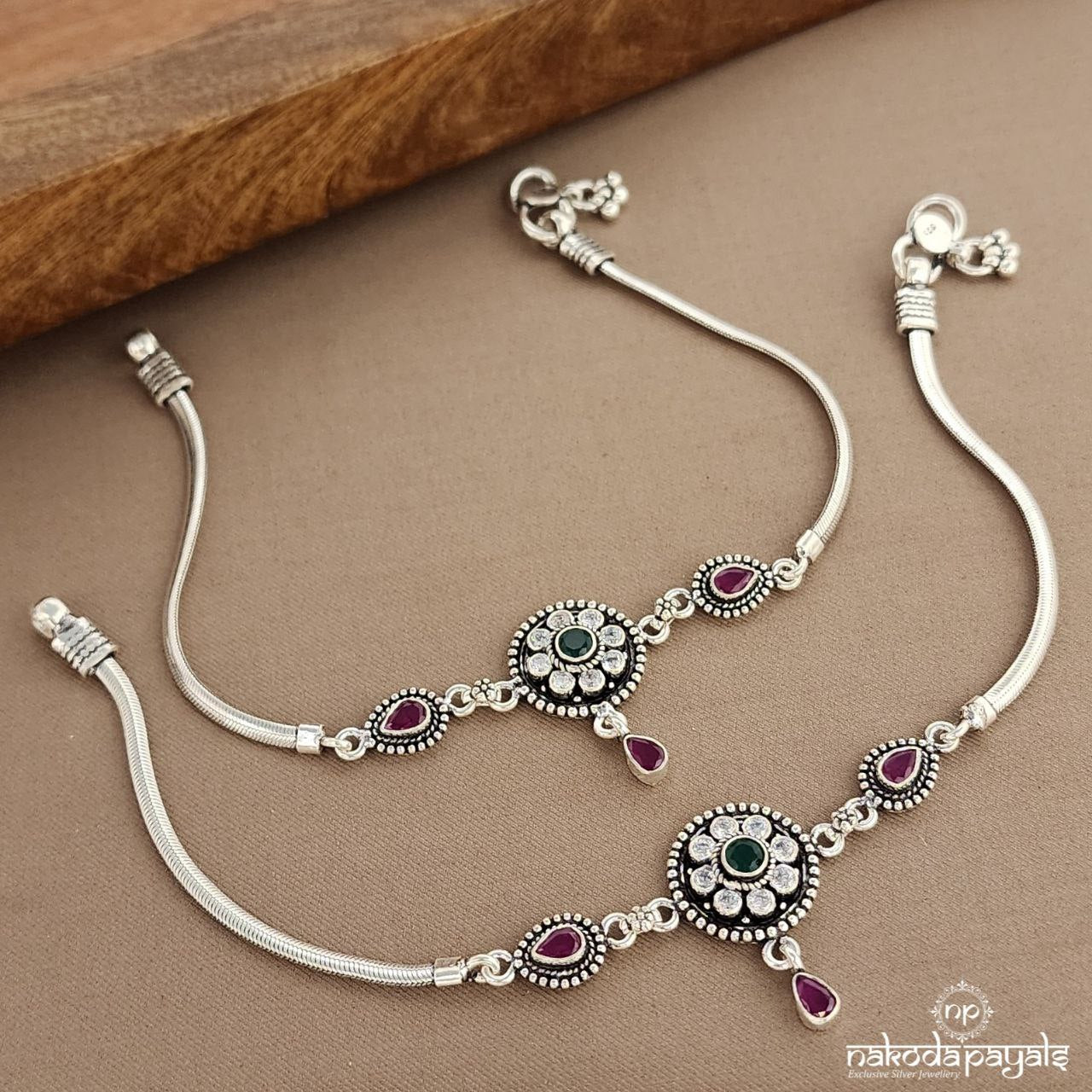 Pink Drop Circular Anklets (A6607)