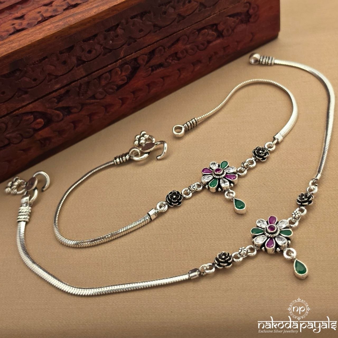 Floral Red Dot Anklets (A6998)