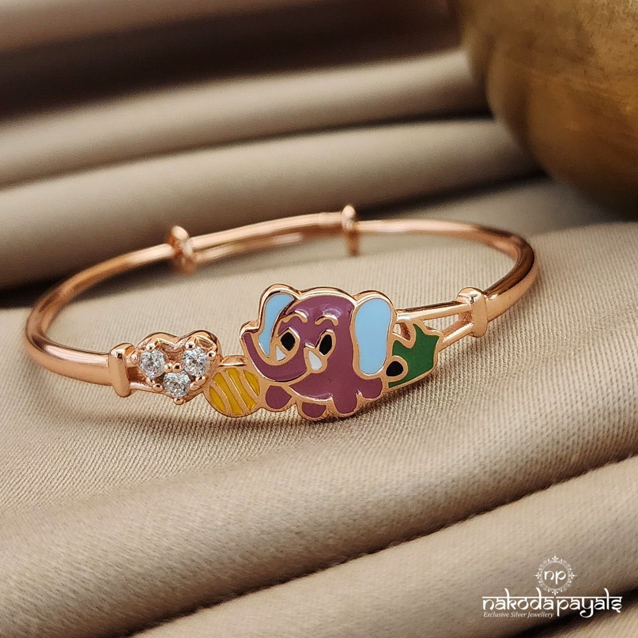 Sweetheart Elephant Rose Gold Kada (Ka9225)