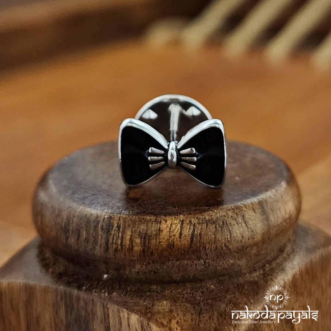 Bow Black Lapel Pin (St3645)