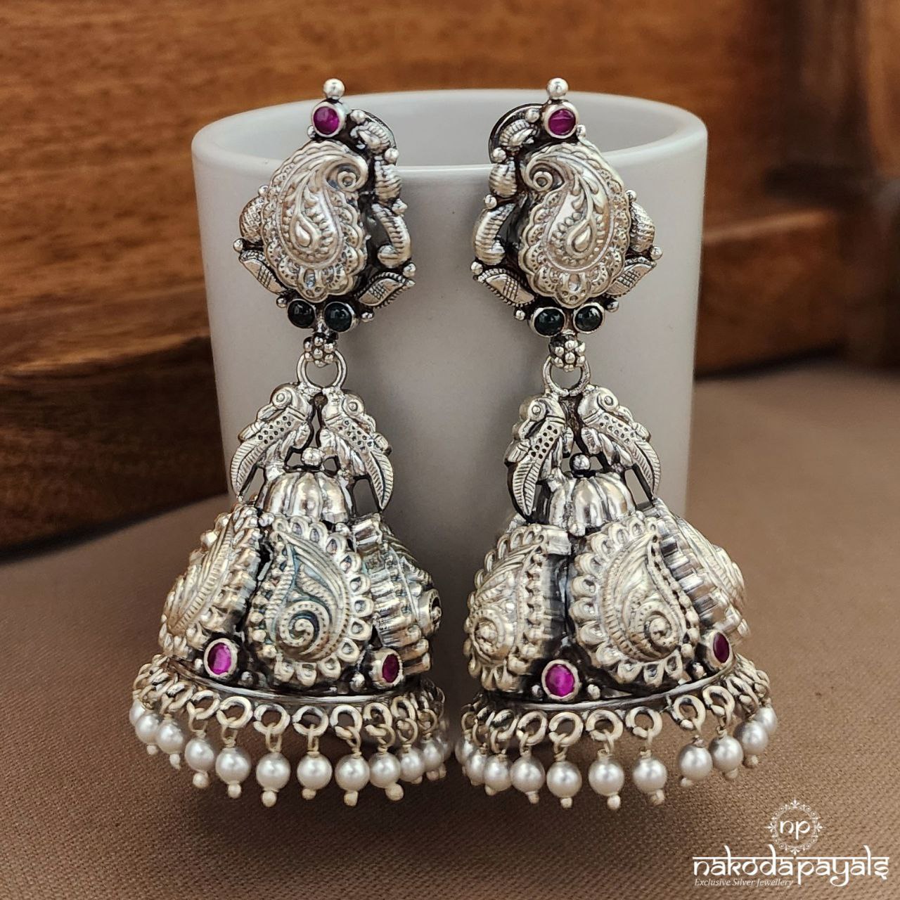 Oxidised Peacock Jhumka (J1458)