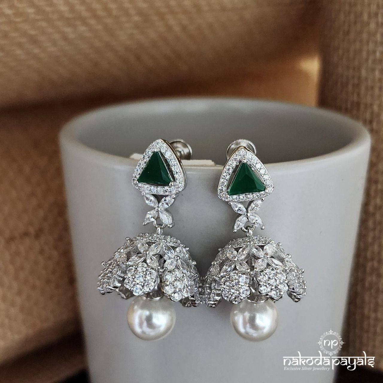 Green Triangular Jhumka (J1081)