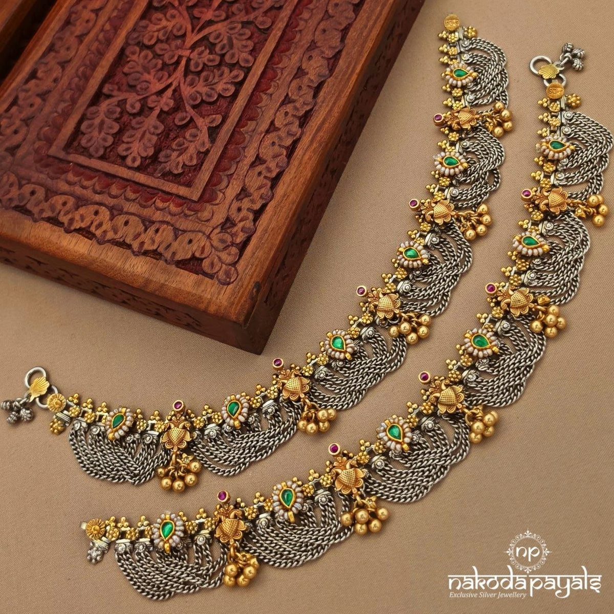 Greenish Dual Tone Anklet (A7109)