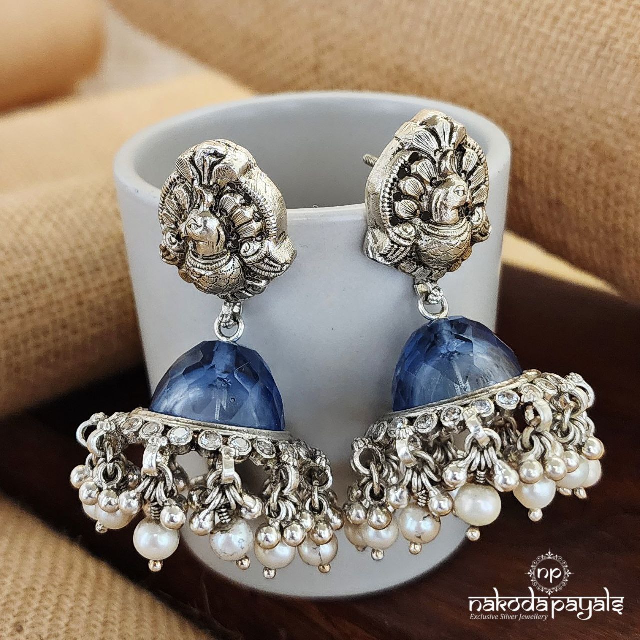 Classy Peacock Blue Jhumka (J8117)
