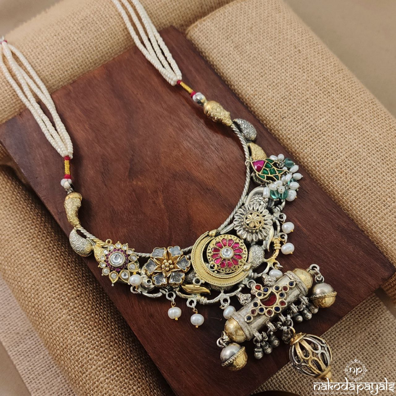 Pearled Poetry Of Eternal Dual Tone Neckpiece (N10615)