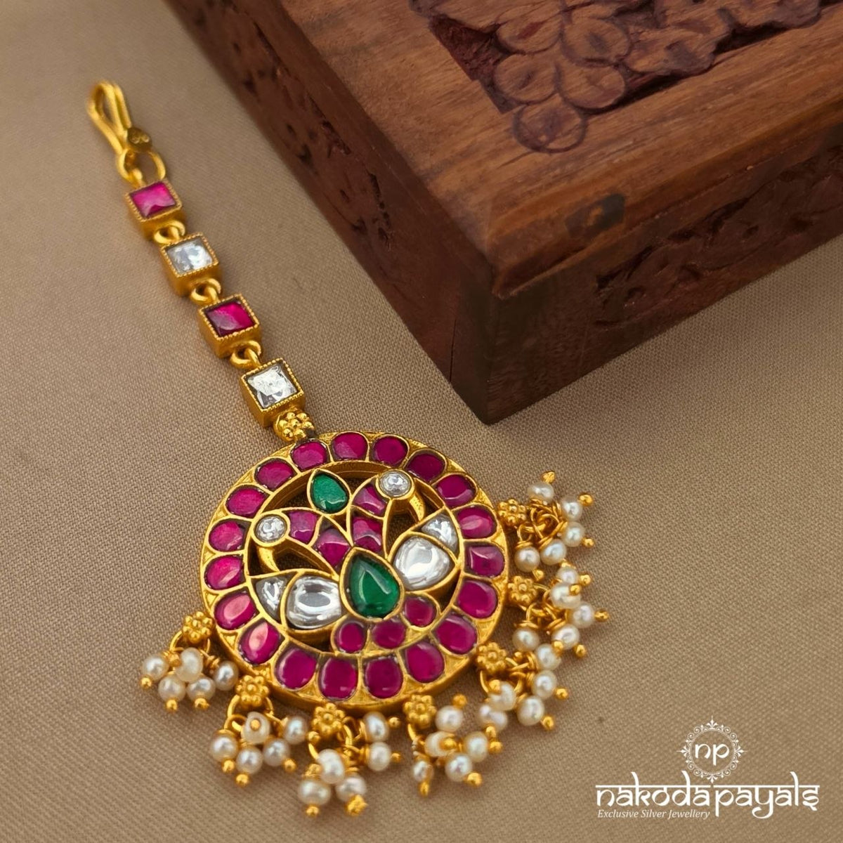 Twin Peacock Kundan Maang Tikka (Gm1300)