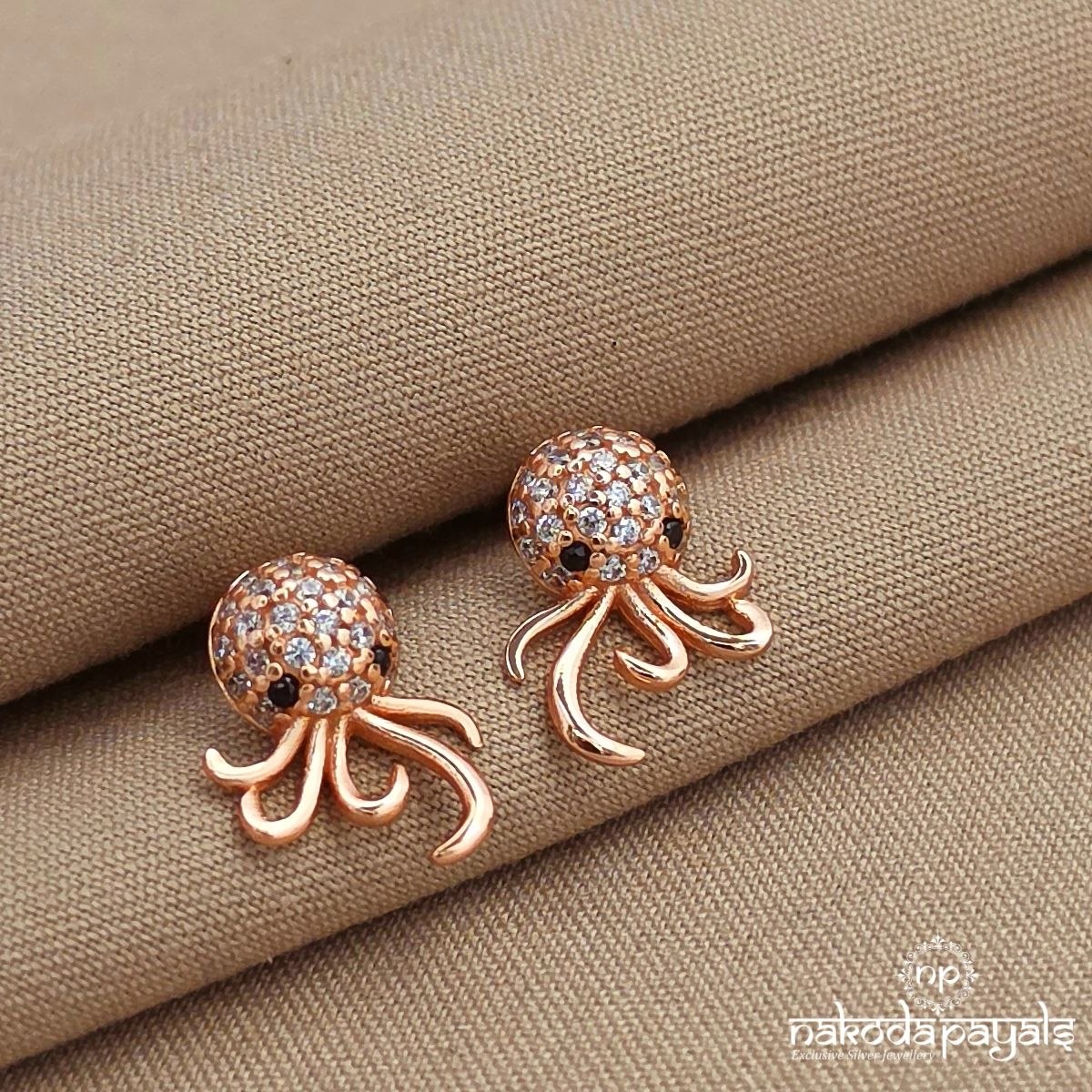 Octopus Rose Gold Earrings (St4077)
