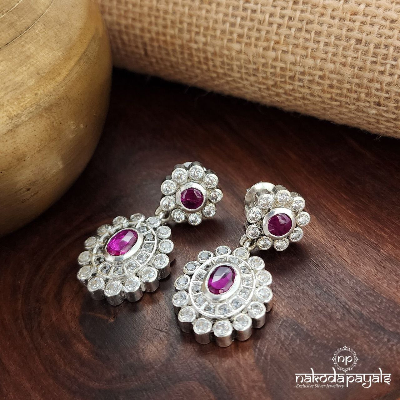 Pink Oval Drop Earrings (C3279)