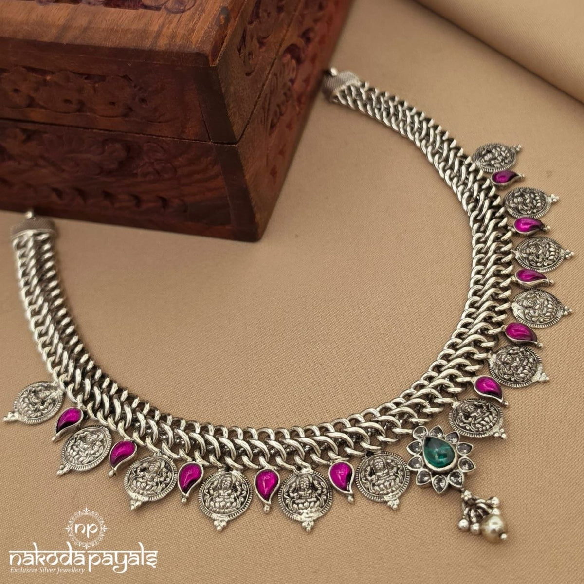 Traditional Lakshmi Kasu Floral Neckpiece (N12144)
