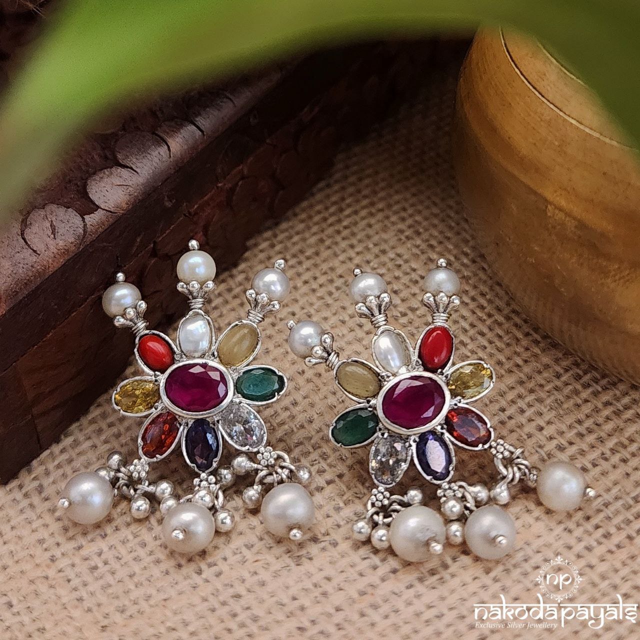 Navratna Flower Studs (C1913)