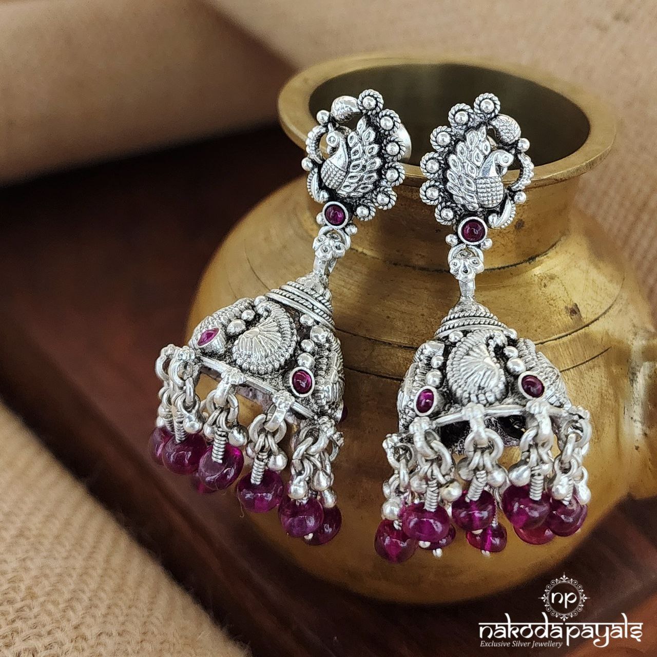 Mayur Red Drop Jhumka (J8048)