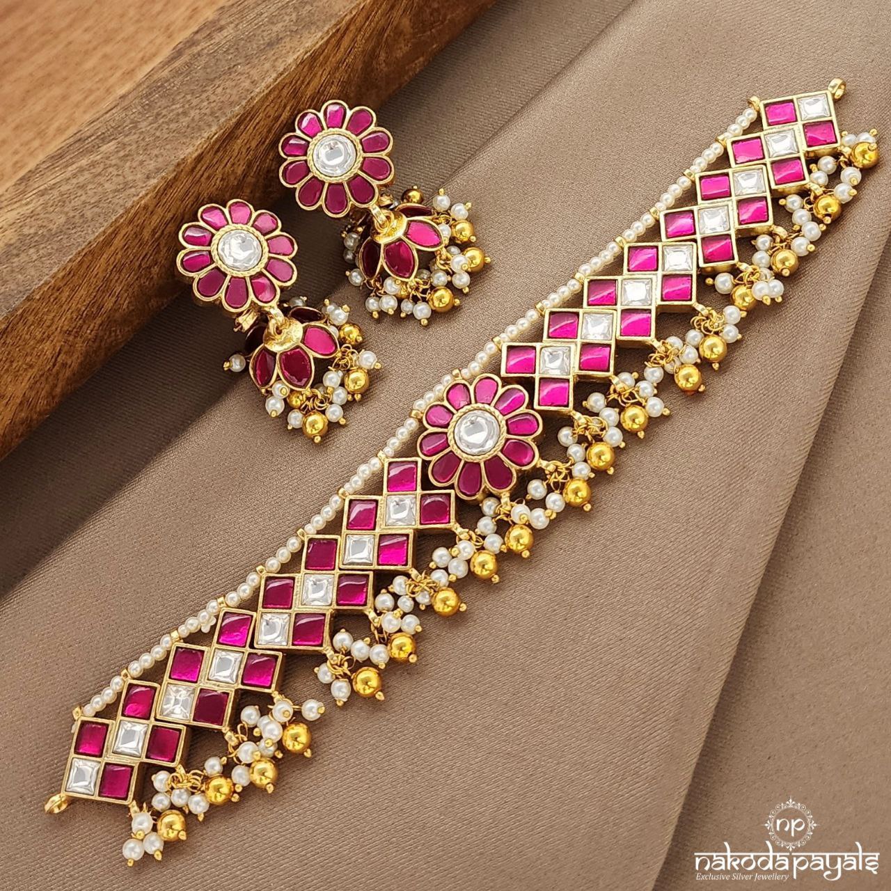 Kundan Pearled Drop Choker With Earrings (Gn9271)