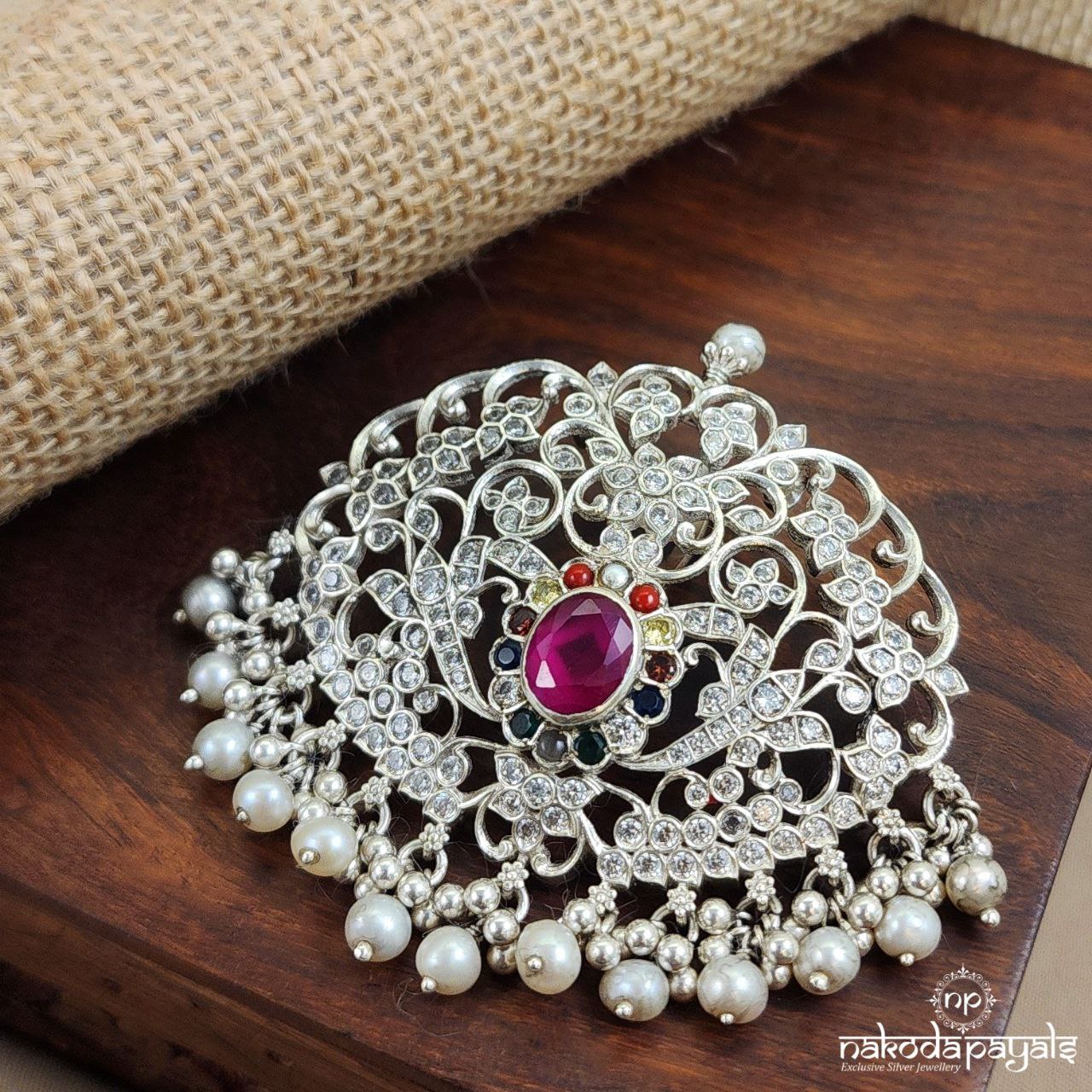 Traditional Navaratna Pearled Drop Pendant (P2392)