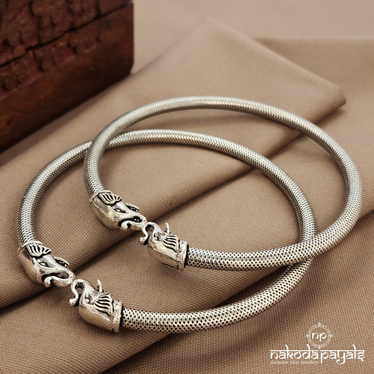 Elephant Face Openable Ankle Kada Pair (A2346)