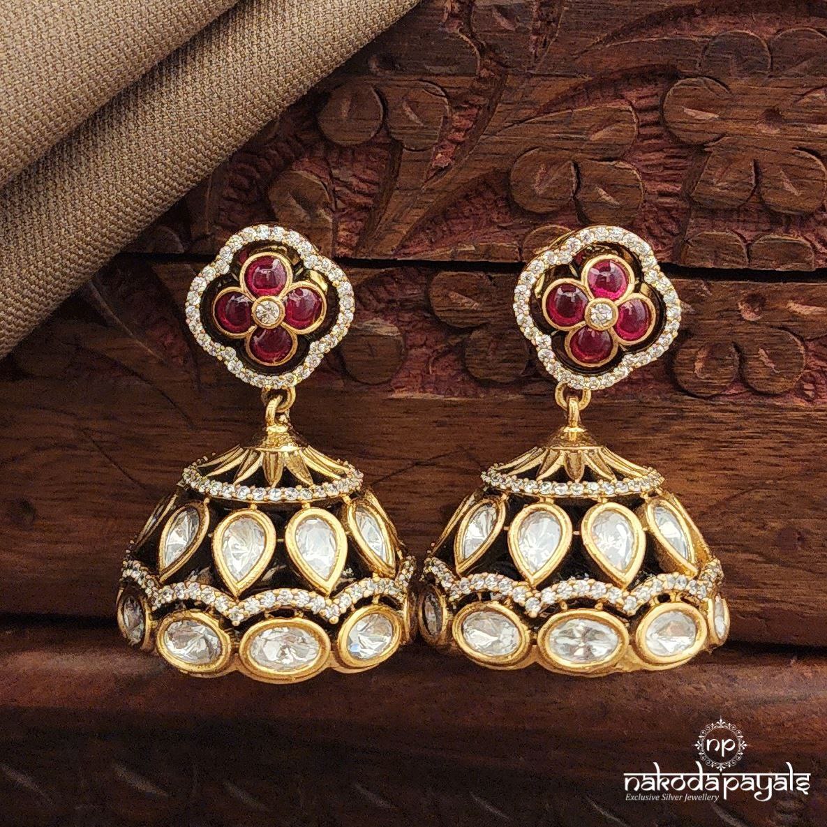 Red CZ Jhumka (Ge10012)
