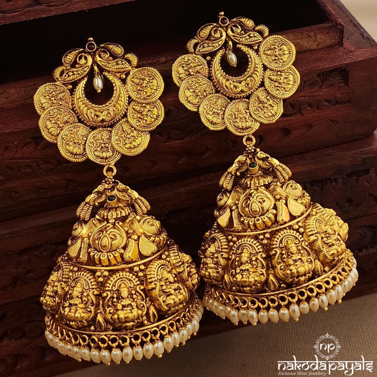 Coined Lakshmi Big Jhumka (Ge10395)