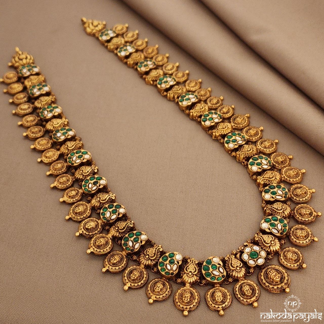 Rectangular Green Kasu Neckpiece (Gn9909)