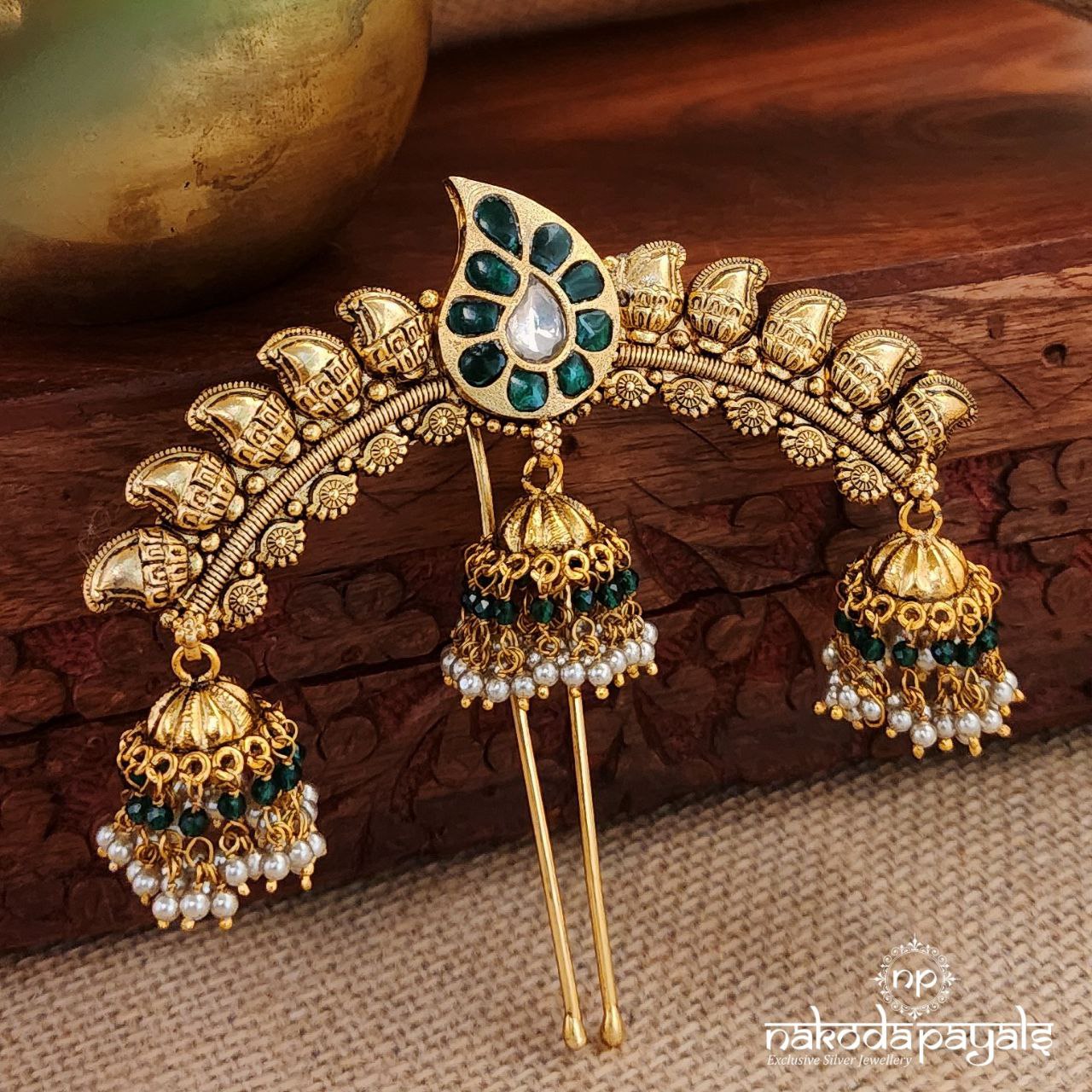 Mango Kundan Jhumka Hair Accessory (Ha0015)