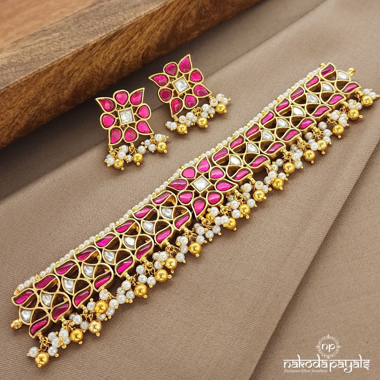 Pearled Drop Kundan Choker With Earrings (Gn9273)