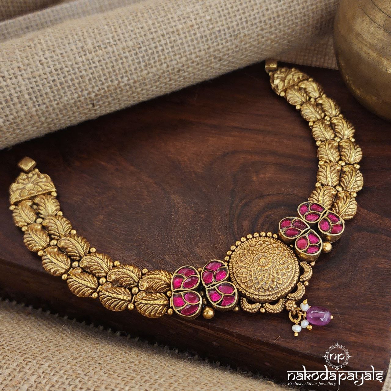 Glorious Pink Drop Neckpiece (Gn8259)