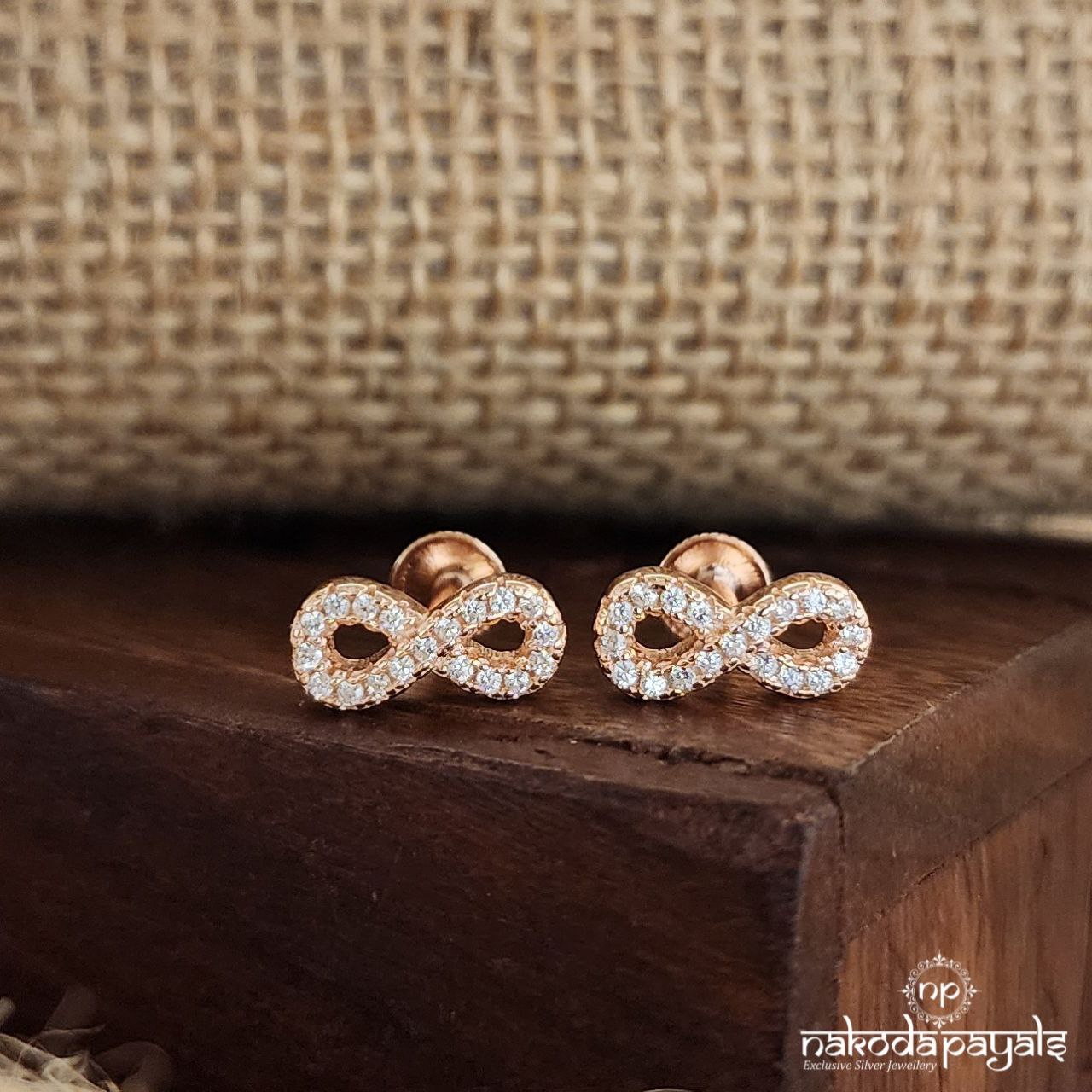 Rose Gold Infinity Earrings (St3285)