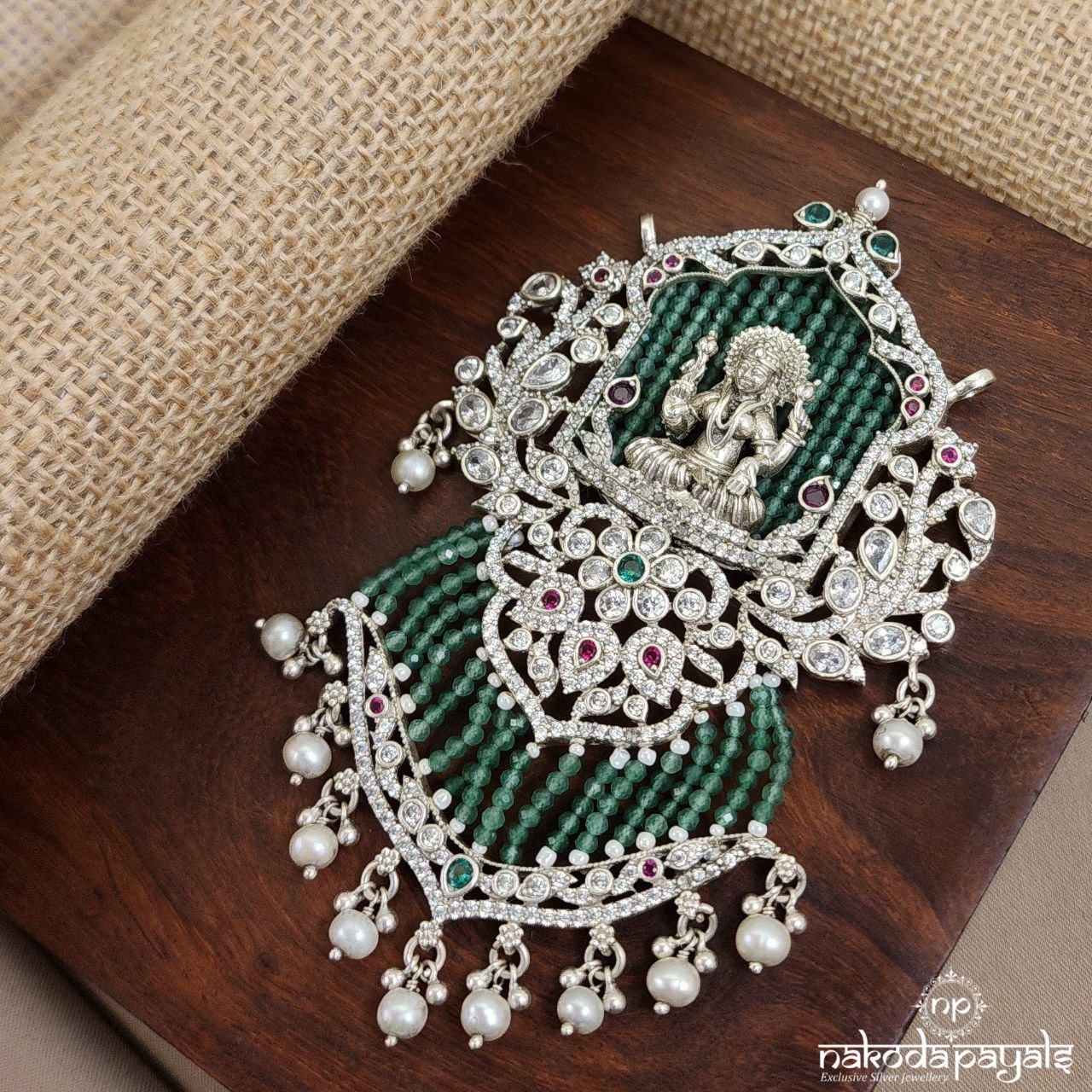 Green Floral Blessing Lakshmi Pendant (P2401)