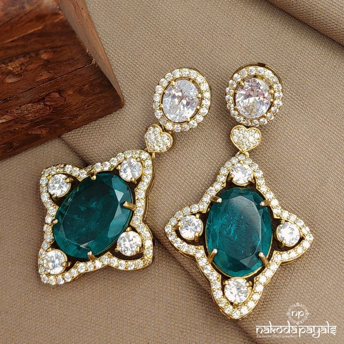 Emerald Green Oval Earrings (Ge10173)