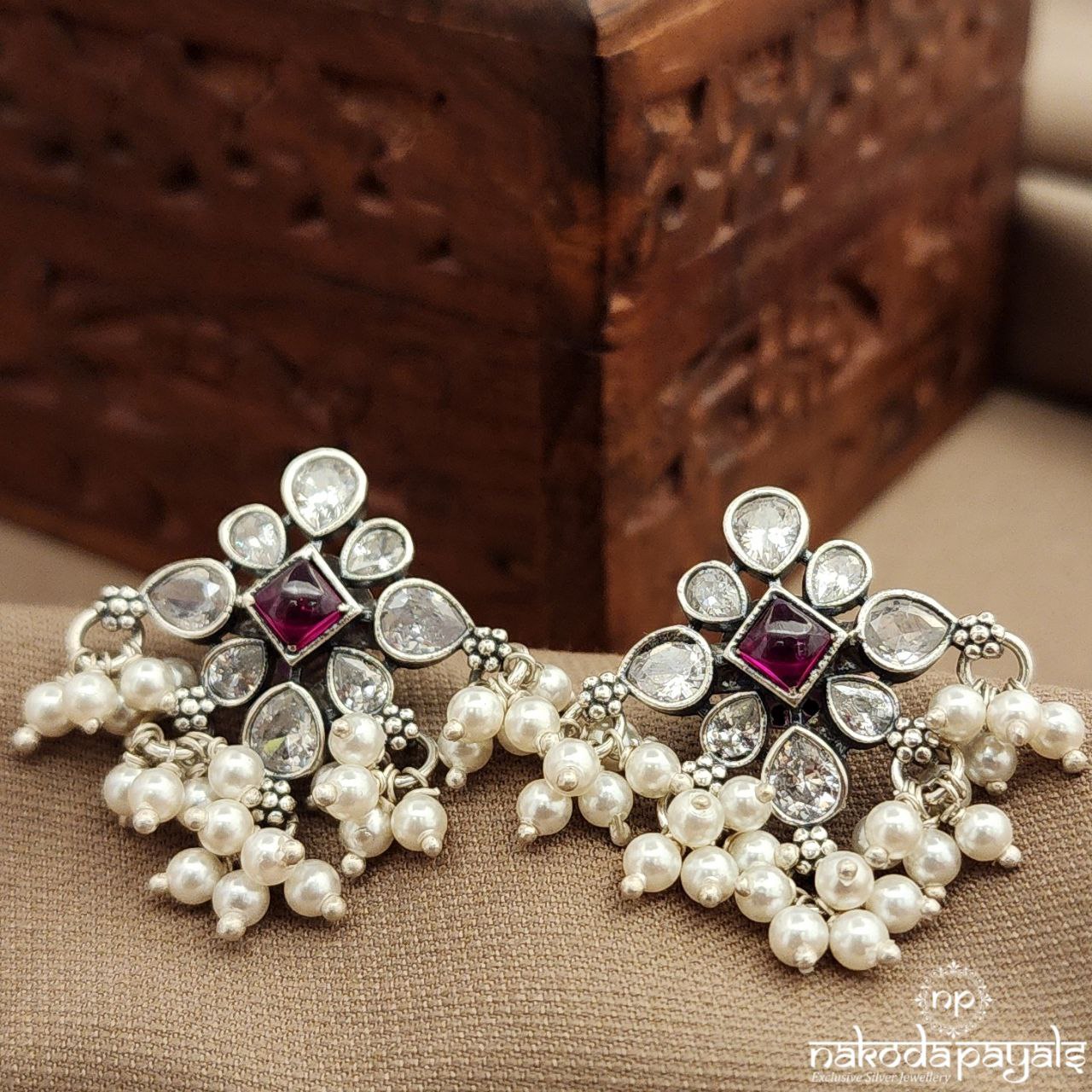 White Pearled Drop Studs (S3819)
