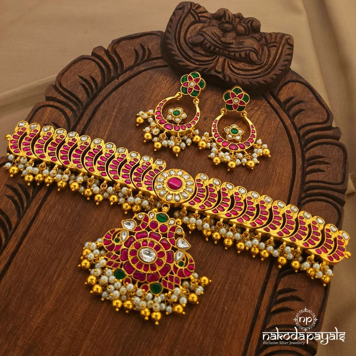 Kundan Twin Peacock Choker With Earrings (Gn11009)
