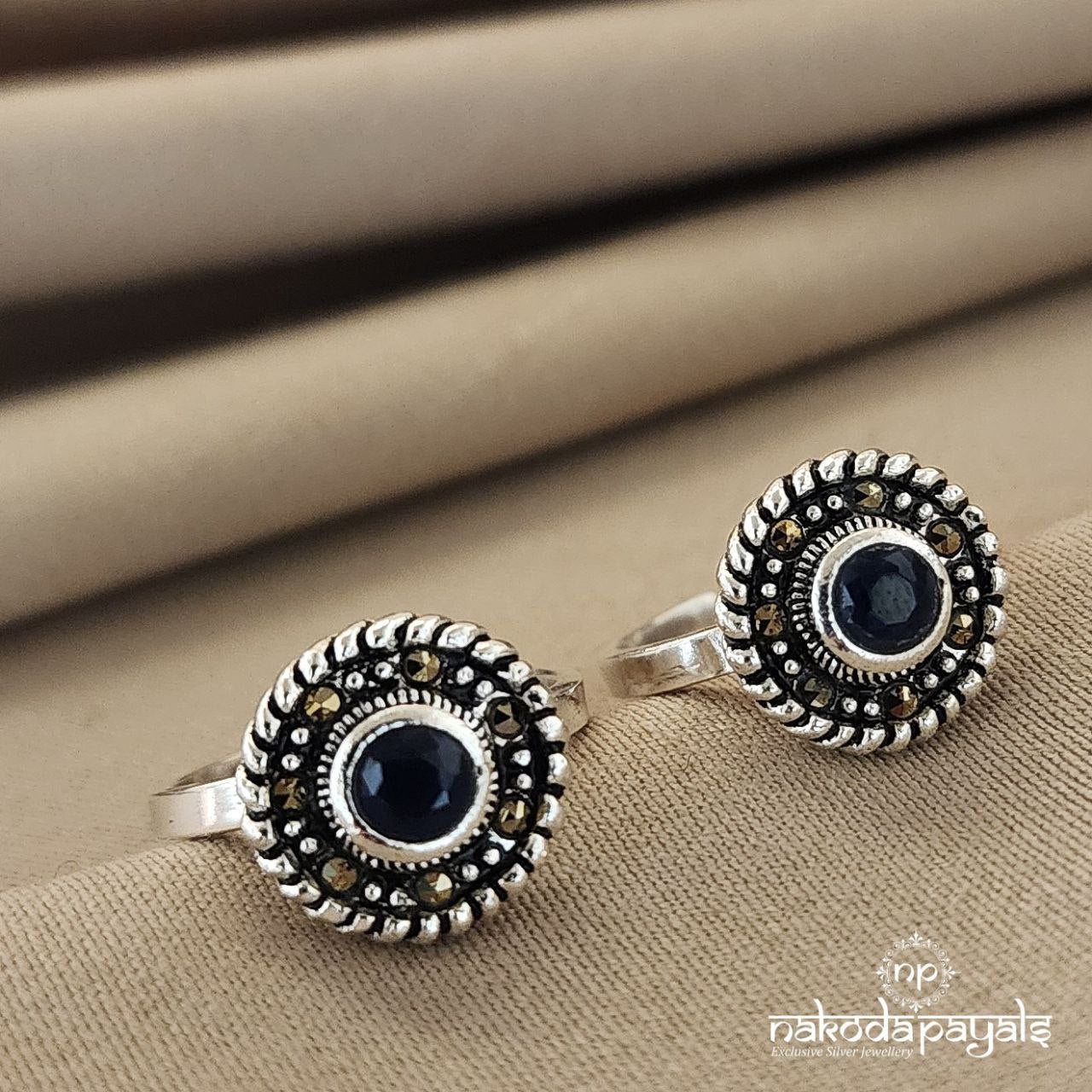 Markasite Navy Blue Toerings (T4222)
