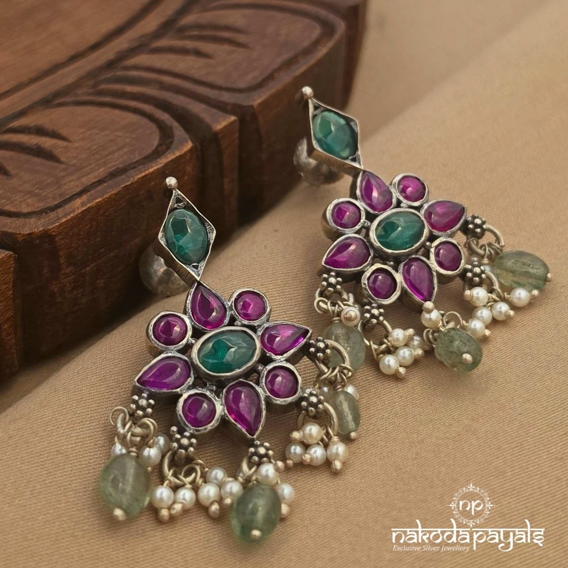 Pink Flower Chandbali (C4322)