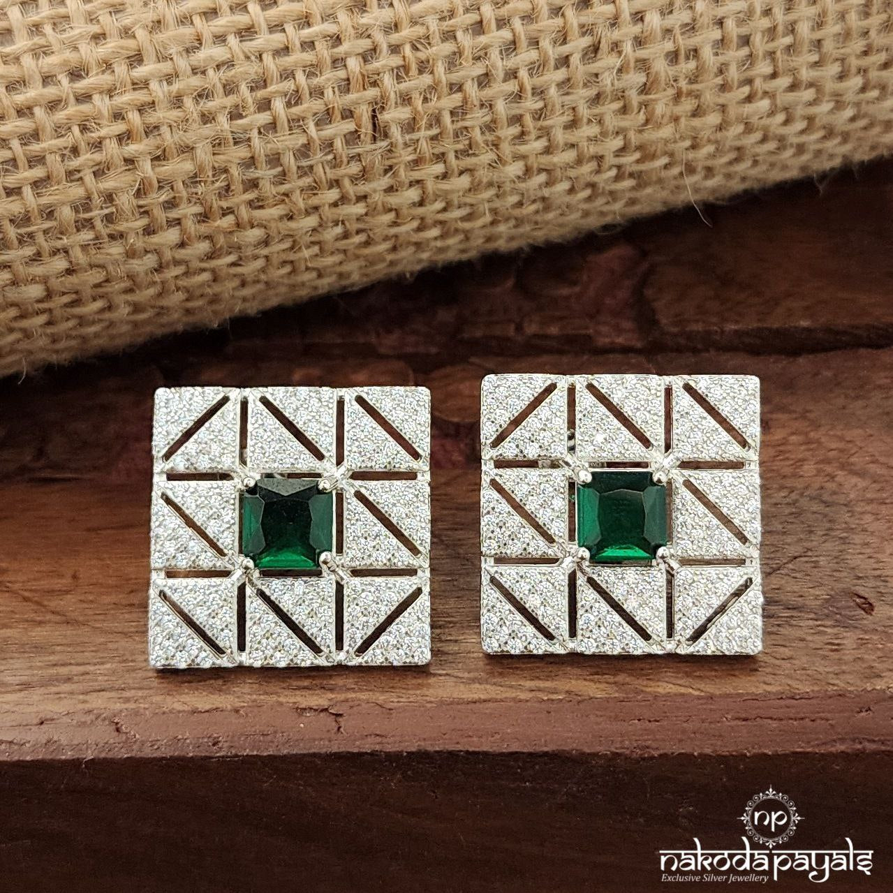 Green Squarish Studs (St3693)