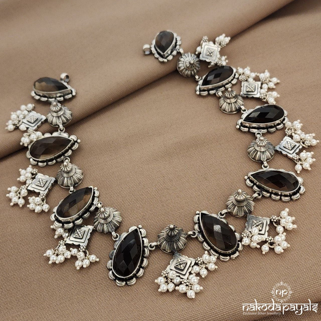 Pearled Drop Brown Neckpiece (N11343)