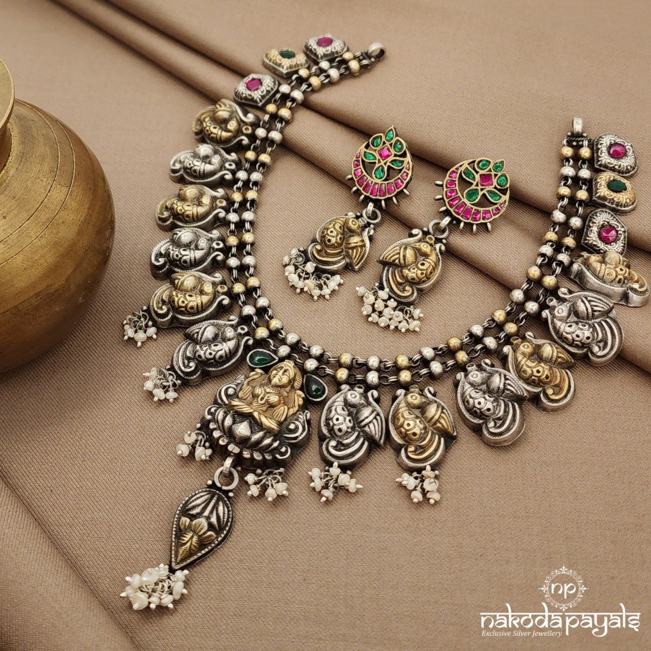 Kemp Peacock Pearled Neckpiece With Earrings (N10957)