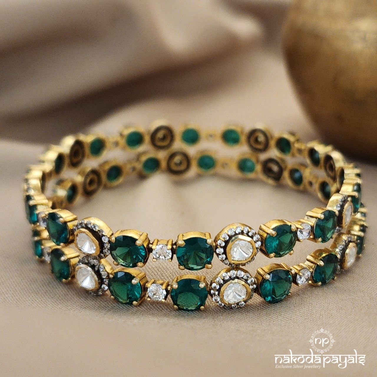 Greenish Moissanite Bangles (Gk2830)
